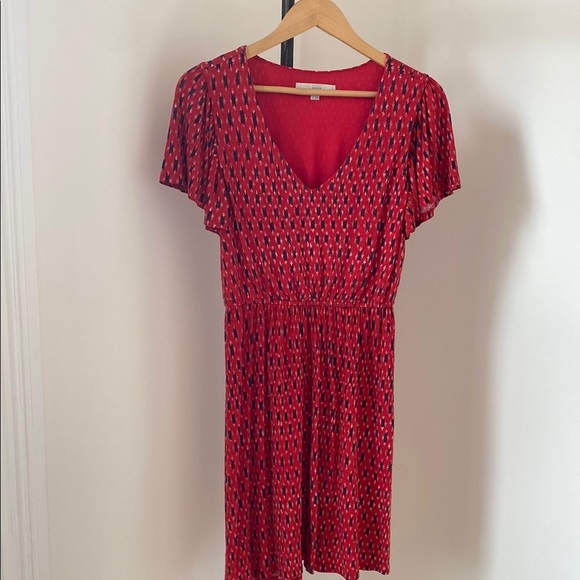 Loft Red Patterned Dress - Picture 1 of 3